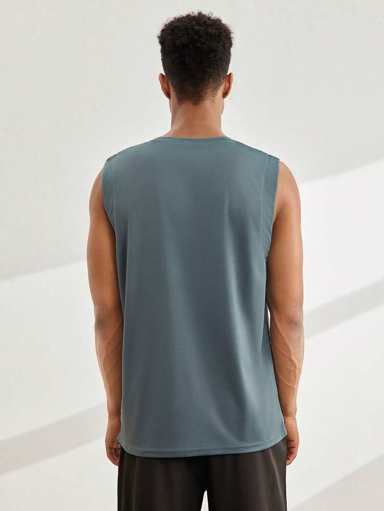 Driftmere Camiseta de tirantes lisa para hombre para gimnasio - Azul - Añade 2