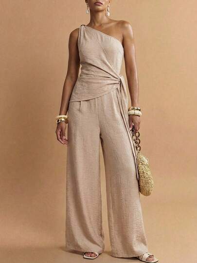 Zivah Damen ärmelloses, weites Jumpsuit mit asymmetrischem Schulterdesign