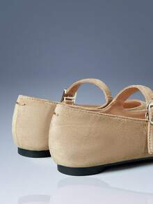 CUCCOO GRLICON Zapatos planos de moda para mujer con punta cuadrada, zapatos cómodos de estilo vacacional para fiestas y eventos, nuevos zapatos de tacón plano con hebilla y punta dividida, cómodos para la primavera y el otoño - Albaricoque - Ver 3