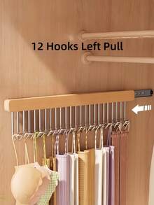 Solid Wooden Wall Mounted Pull Out Hanger For Underwear Hats Scarves Ties Vests Closet Organizer For Women TShirts Pants Dresses Winter Spring Summer Wear - Multicolor - View 8