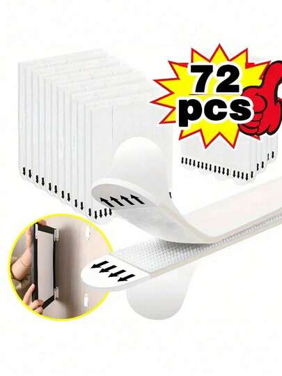 1 pieza 72 piezas Tiras colgantes de poliuretano de alta resistencia sin daños Anillos adhesivos sin taladro para colgar cuadros Decoración navideña Ganchos de pared extraíbles de doble cara para pintura y marco de póster