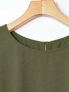 Rusticease Women's Casual Solid Color T-Shirt & Pants 2 Pieces Set,Vacation Outfits Women - Olive Green - View 4