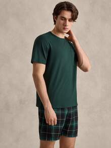 EverLounge Men Plaid Print PJ Set / Pajama Set - Green - View 4