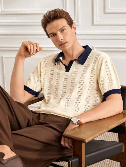 Officeau 1 pieza Suéter casual de punto para hombre, estilo retro, versátil para ir al trabajo, moda callejera, actividades al aire libre, correr, vacaciones, primavera/otoño