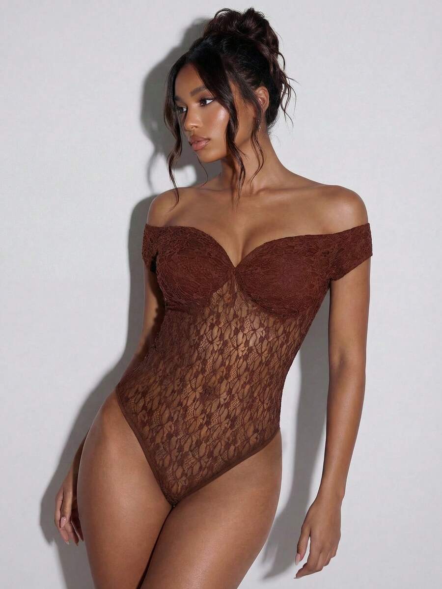 Normani Body de encaje elegante en tonos marrones de verano, atuendos para mujer para club nocturno, concierto, Y2K, vintage de los 90, rave, festival, streetwear, fiesta, playa y boda