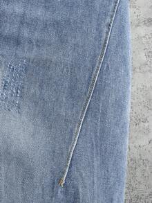 Manfinity ZONE917 Quần short denim thời trang dáng rộng rãi, thoải mái, có túi ombre dành cho nam, phong cách nhiệt đới, dạo phố, thể thao đại học, phong cách Emo - Màu xanh lam - Xem 3