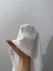 Comfortcana 2件套加大码女式休闲纯色喇叭袖系带衬衫和短裤套装 - 白色 - 查看 8