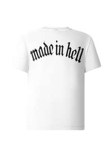 SHEIN Camiseta de estar por casa de manga corta con cuello redondo y estampado de color contrastante para hombres - Blanco - Ver 2