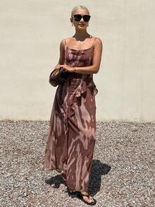 Livesso Asymmetrisches Blumen-Slip-Kleid für Frühling & Sommer, geeignet für Musikfestivals, Valentinstag, Hochzeiten, Casual, Strand, Chiffon-Midi-Kleid für Frauen, Sommerkleider für Frauen - Rot - Übersicht 5