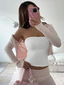 SHEIN EZwear 4件套女士纯色休闲百搭日常穿搭抹胸上衣 - 彩色 - 查看 5