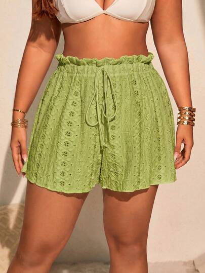 Swim Basics Ensemble de cache-maillot et shorts en tissu jacquard décontracté grande taille pour femmes, nouveauté 2026