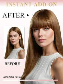 Clip In Hair Bangs 100% Human Hair Bangs 6# Light Brown Clip In Bangs Fringe With Temples Real Human Hair Fake Bangs Extensions For Women Daily Wear - S6 - View 5