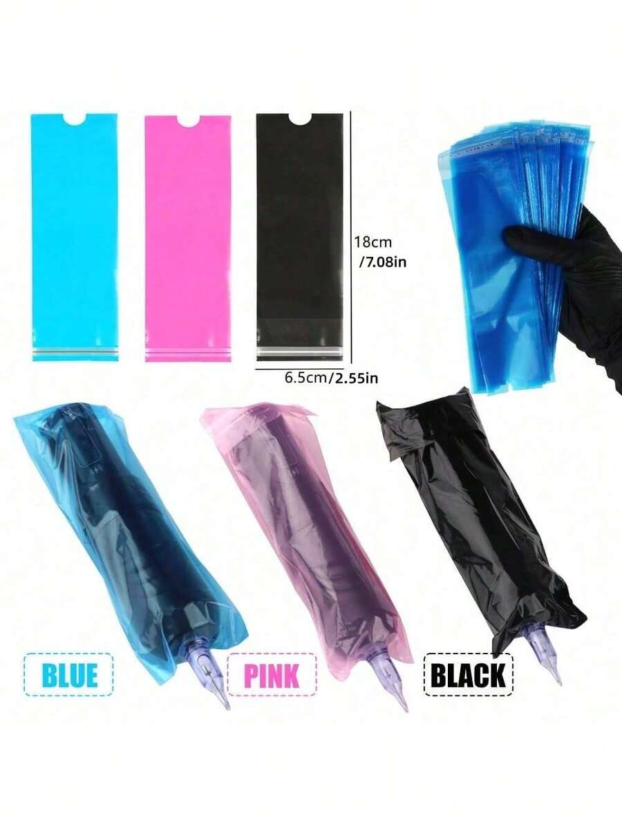 Tattoo Pen Bag Disposable Waterproof Tattoo Machine Pen Cover Black/Blue/Pink Tattoo Accessories - Multicolor - View 1