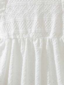 Souflis Souflis French Style Girls Toddler White Delicate Cap Sleeve Round Neck Dress,Elegant Summer Flower Girl Holiday Fashion For School Outing And Shopping - White - View 7