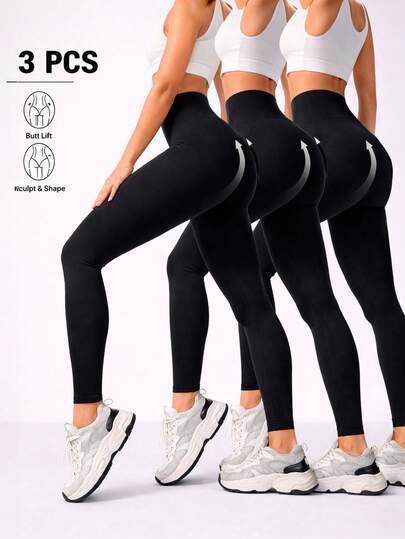 Paquete Set de 3 Leggins Deportivos De Mujer Con Pretina Alta , Brinda soporte a la Cintura