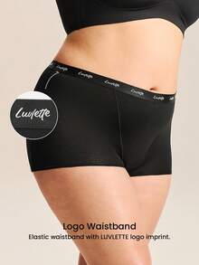 LUVLETTE Plus 3-Pack Women Plus Comfortable Cotton Logo High-Rise Boyshorts-Black - Multicolor - View 11