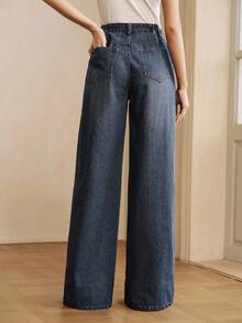 Women's Casual Blue Jeans With Stylish Side Stripe Design, Spring/Summer - Blue - View 2