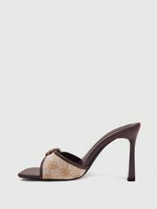 CUCCOO BIZCHIC Women Shoes Spring And Summer New Brown Splicing Buckle Women's High-Heeled Sandals Fashionable And Comfortable Versatile Commuter Women's Sandals Slippers Women's Shoes - Brown 3 # - View 3