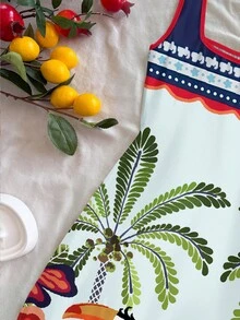 SHEIN WYWH U领露背迷你连衣裙，适合夏季穿着 - 淺藍色 - 查看 6