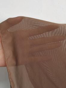 SHEIN Swim Kimono casual de mujer con cuello en V profundo, cintura ceñida, mangas tipo murciélago, para usar de cubrecosas en vacaciones de verano - Café integral - Ver 7