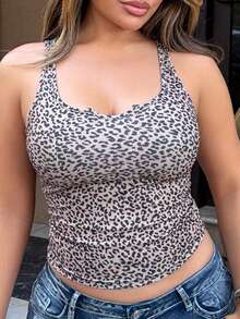 Maria Perezxox 豹纹针织无袖紧身背心，性感夏季女装 - 彩色 - 查看 6