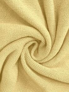 EMERY ROSE Elegant Fitted Perforated Texture Women's Sweater Dress, Spring/Summer - Light Yellow - View 8