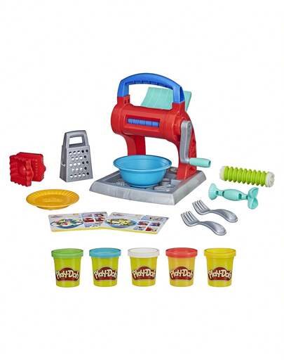 Hasbro Kids Clay Toy Set Ages 3+, Pretend Cooking Pasta Maker Playset With Noodle Extruder, Grater Tool, Bowl, Plate, Forks And Molds, Creative Role Play Indoor Activity, Gift