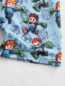 Set Piyama Musim Panas Modis 2pcs/Set Atasan Lengan Pendek dan Celana Pendek Rajut Motif Kartun Lucu, Nyaman, Lembut, Ramah Kulit, Pas di Badan untuk Dipakai di Musim Panas - MultiWarna - View 6