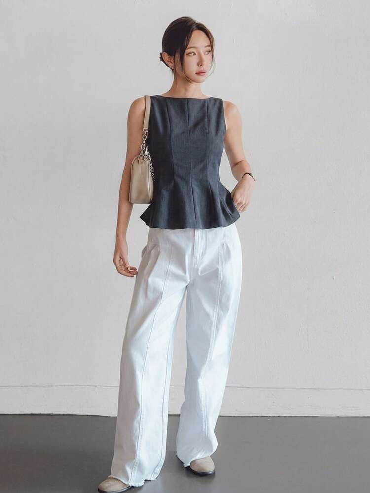Women's Casual Elegant Short Fitted Tank Top, Spring/Summer