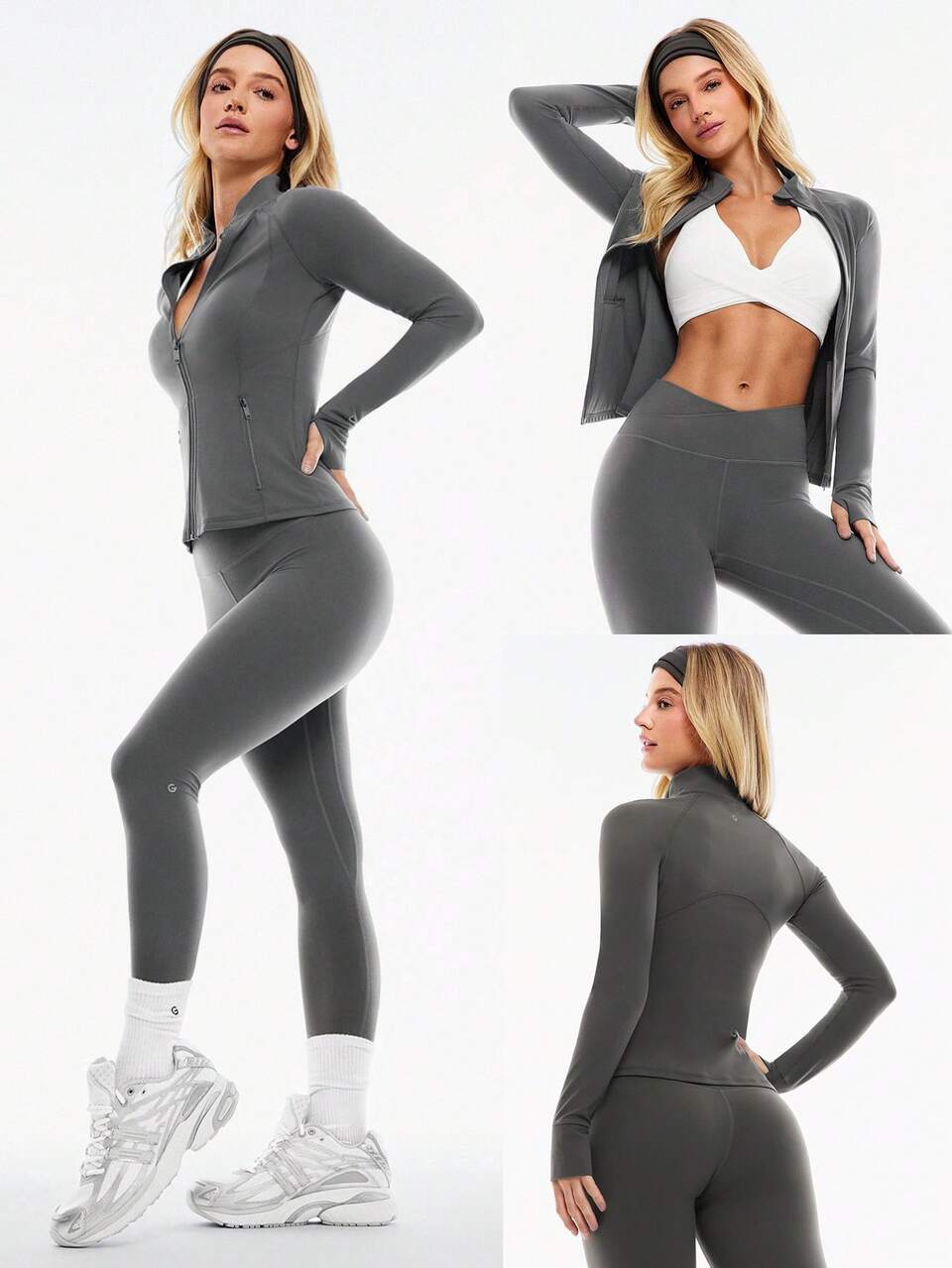 FeatherFit™ BBL Slim-Fit Pockets Zip Up Long Sleeve Jacket