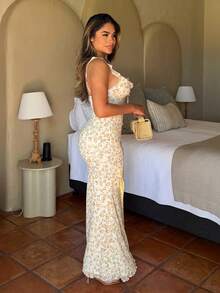 Maria Perezxox 女士无袖碎花连衣裙 - 粉色 - 查看 3