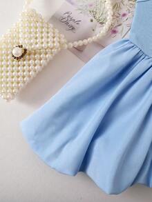 SHEIN Baby Girl Cute Bow Knit Sleeveless Romper, Blue, Summer - Blue - View 6
