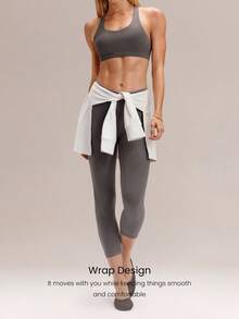GLOWMODE FeatherFit™- Ribbed Effortless Flow Layering Skirt Yoga Pilates Barre Gym Studio Daily Casual Wear - White - View 3