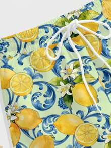 VIVINTIMO Men's Casual Lemon Print Beach Shorts - Multicolor - View 5
