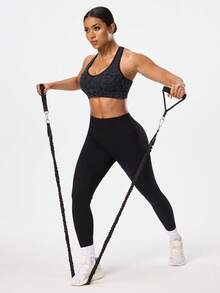 SHEIN Sports 性感豹纹高强度无缝可拆卸罩杯运动文胸 - 彩色 - 查看 8