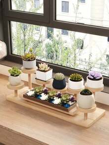 1件装多层实木桌面收纳架，节省空间，大容量展示架，适用于化妆品、香水、护肤品、口红等收藏品，也适合摆放多肉植物，可用于家庭办公室、浴室梳妆台面收纳，家居装饰礼品。 - 彩色 - 查看 5