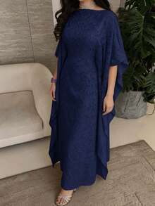 Đầm maxi Thổ Nhĩ Kỳ dành cho nữ và áo abaya truyền thống Ả Rập. - Màu xanh hải quân - Xem 4