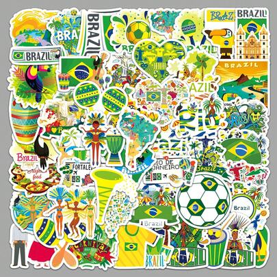 MINKOJA MINKOJA Bộ 50/100/200 miếng dán chủ đề Brazil, chất liệu vinyl cao cấp chống thấm nước, tự dính, có thể tháo rời, không để lại cặn, không phai màu, hình ảnh hoạt hình cờ Brazil nhiệt đới, phong cảnh lễ hội, bóng đá, hình dán graffiti tự làm, chống nắng, chống trầy xước, có thể tái sử dụng, dành cho người yêu thích du lịch, người hâm mộ bóng đá, màu sắc đội tuyển quốc gia, phù hợp với bình nước, laptop, ốp điện thoại, hành lý, ván trượt, quà tặng tiệc tùng, quà sinh nhật, đồ trang trí tự làm ngày lễ.