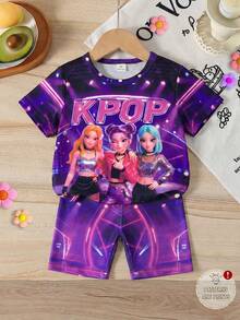 Spring And Summer Tween Girls Casual Fashion Creative Personalized High-End Refreshing Leopard Print Patchwork Graphic Letter Print Relaxed Back-To-School - Multicolor - View 4