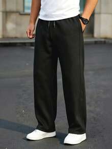 HUEFORM Men's Light Grey Drawstring Waist Pockets Sports Sweatpants - Black - View 4