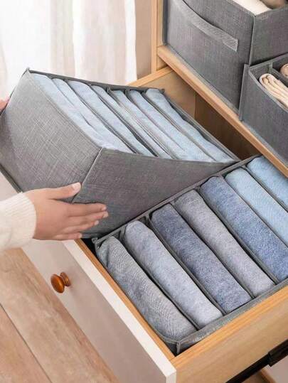 Caja de almacenamiento de tela gris para organizar armarios, para vaqueros, pantalones casuales, ropa interior, sujetadores, calcetines, camisetas, organizador de cajones para el hogar, dormitorio y armario
