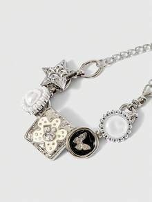 ROMWE Kawaii 1pc Fashionable Retro Personalized Y2K Hip-Hop Star, Butterfly, Heart Chain Bracelet, Versatile For Women To Wear In Summer, Festivals, Parties, Beach, Prom - Multicolor - View 3
