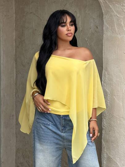 Rustia Plus Size Batwing Sleeve T-Shirt, Spring/Summer