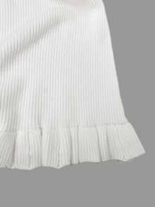 Balvessa V领修身显瘦优雅短袖针织连衣裙，夏季 - 白色 - 查看 8