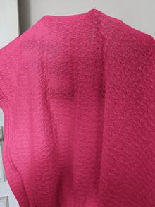 SHEIN EZwear Women's Solid Color Ruched Asymmetric Neck Knit Top,Summer Top - Hot Pink - View 10