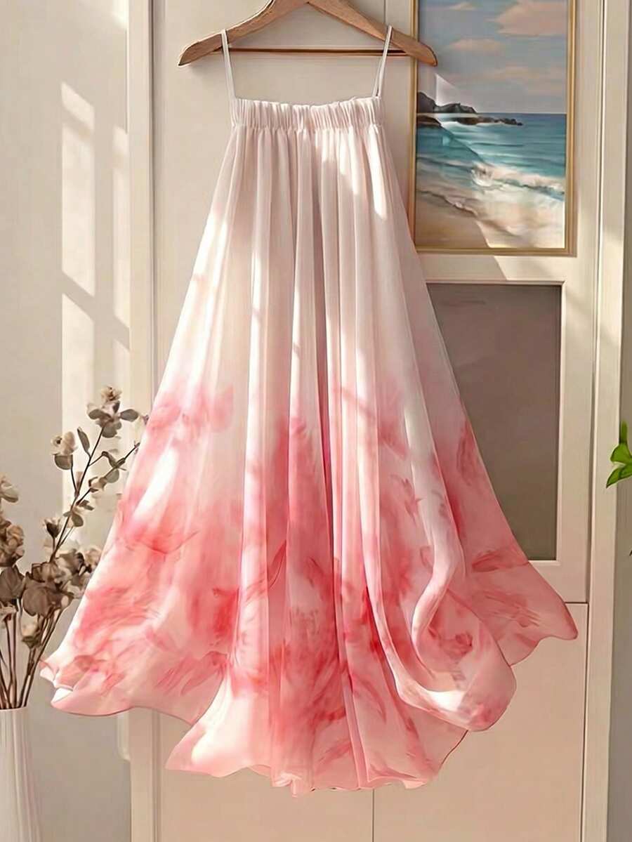 GlowEve Women's Pink Placement Print A-Line Skirt, Romantic For Spring/Summer Vacation - Multicolor - View 1