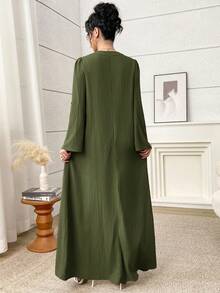 Al Najma Đầm nữ cổ chữ V kiểu Ả Rập, thích hợp cho tiệc tùng và du lịch. - xanh quân đội - Xem 3