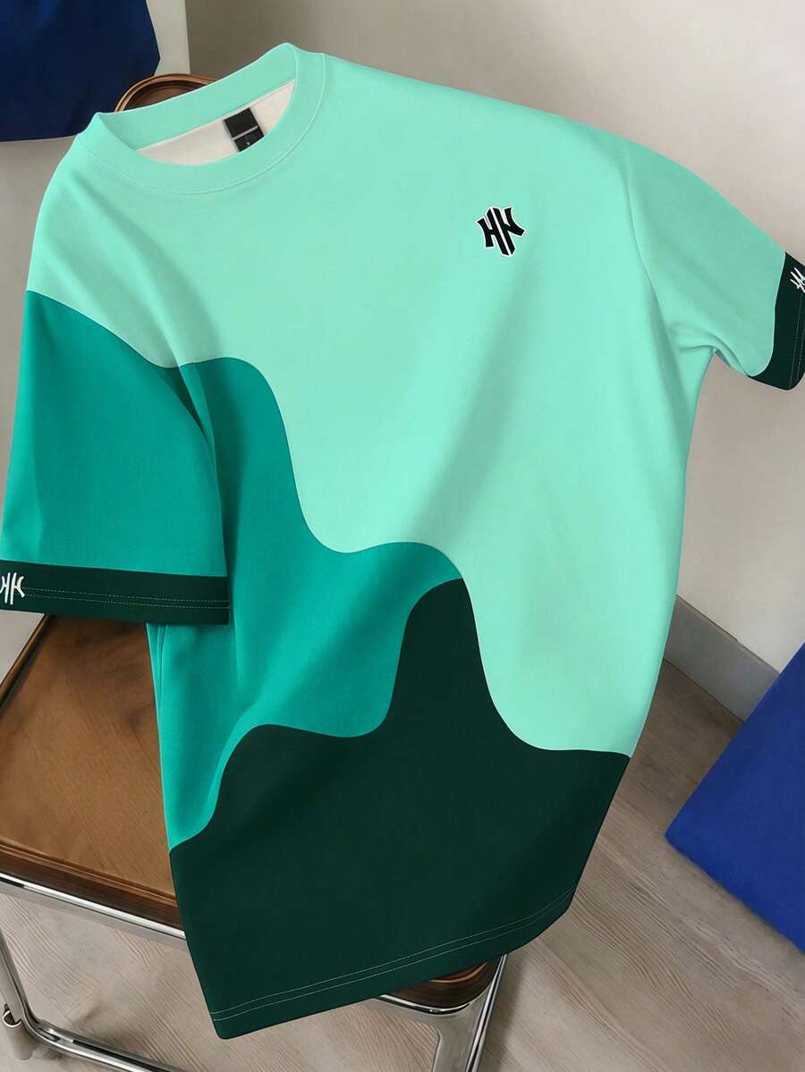 Manfinity Joysei Plus Size Men's Colorblock Short Sleeve T-Shirt - Multicolor - View 1