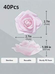 40pcs/Set Pink Artificial Flowers, Minimalist PS Foam Decorative Flowers, Home Decor (OPP Packaging) - Baby Pink - View 8