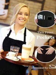 1/3/5/10PCS Women's Polyester Apron With Pockets Thickened Waistband Adjustable Neck Strap Simple Black Apron Suitable For Kitchen Cooking Housekeeping Cleaning Waitress Chef Workwear Restaurant Hotel Cafe Beauty Salon Art Painting Handicraft Gardening Barbecue Party - Multicolor - View 6